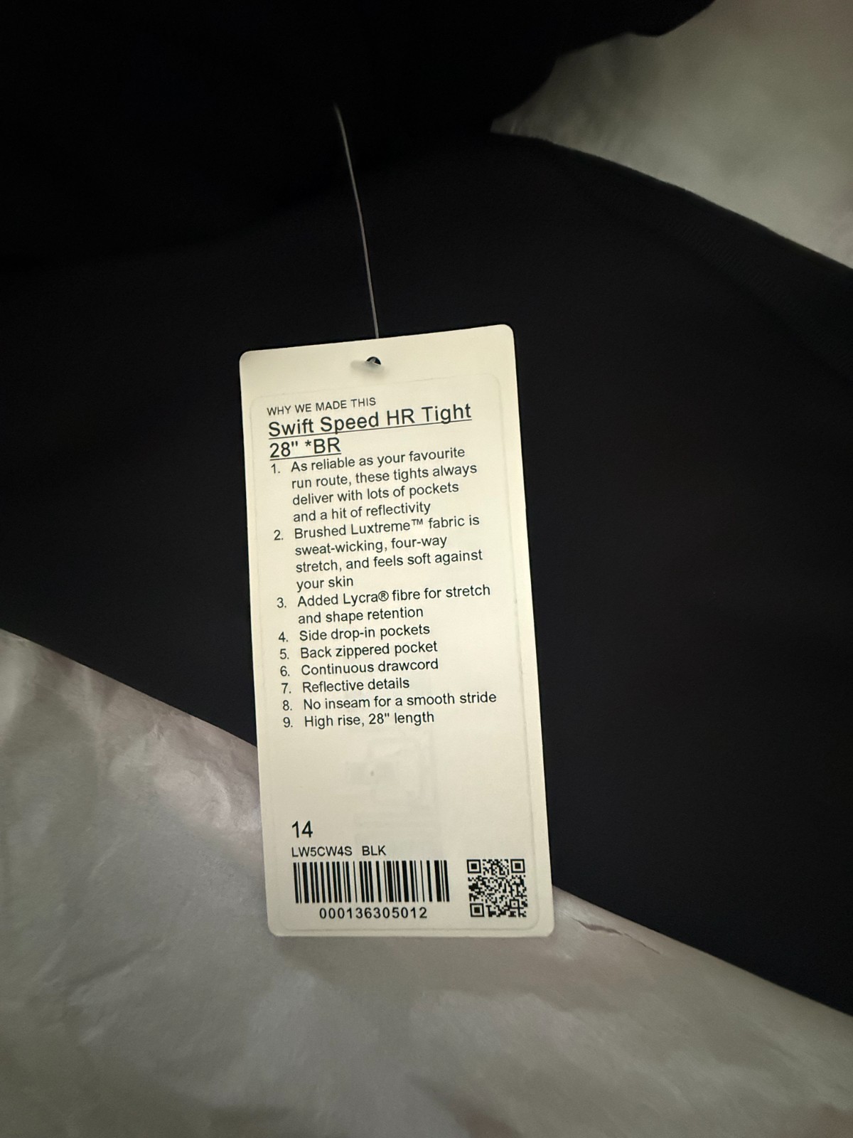 Lululemon Swift Speed HR Tight 28” BR Black Size 14 New With Tags Lululemon Swift Speed HR Tight 28” BR Black Size 14 New With Tags