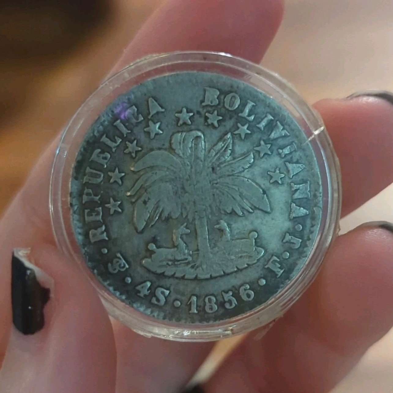 Bolivia 1856 4 Soles Silver Coin Republica Boliviana Uncertified BN Bolivia 1856 4 Soles Silver Coin Republica Boliviana Uncertified BN