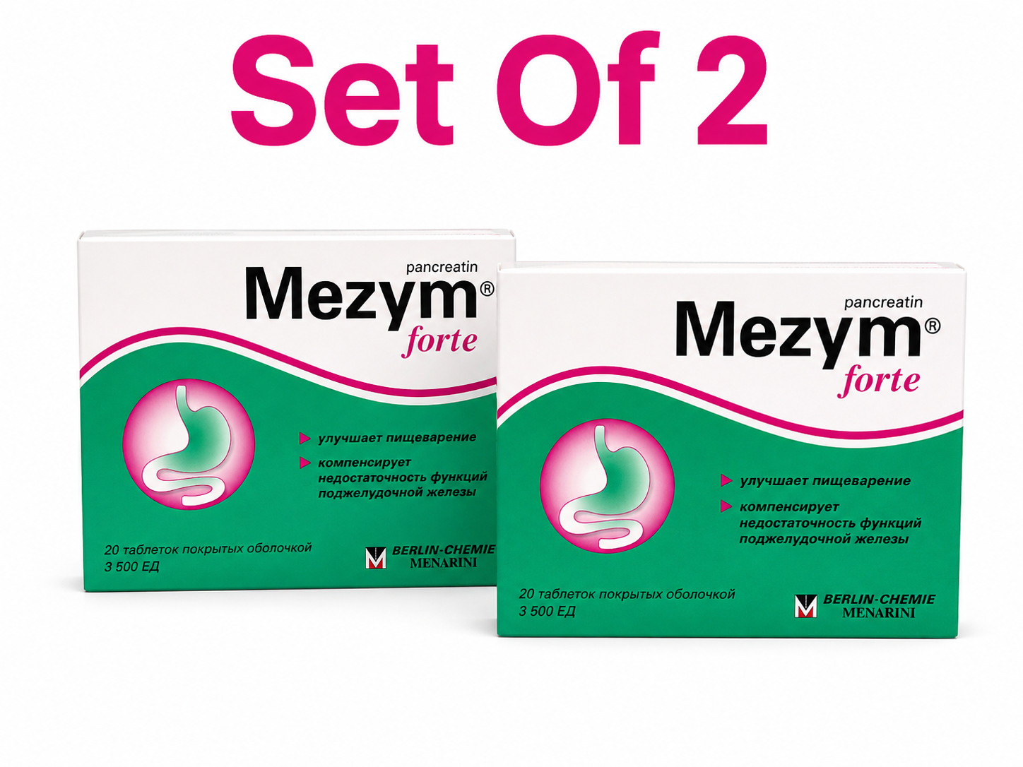 Mezym Forte 3500 Pancreatin Enzymes Digestion Support 20 Tablets Set of 2