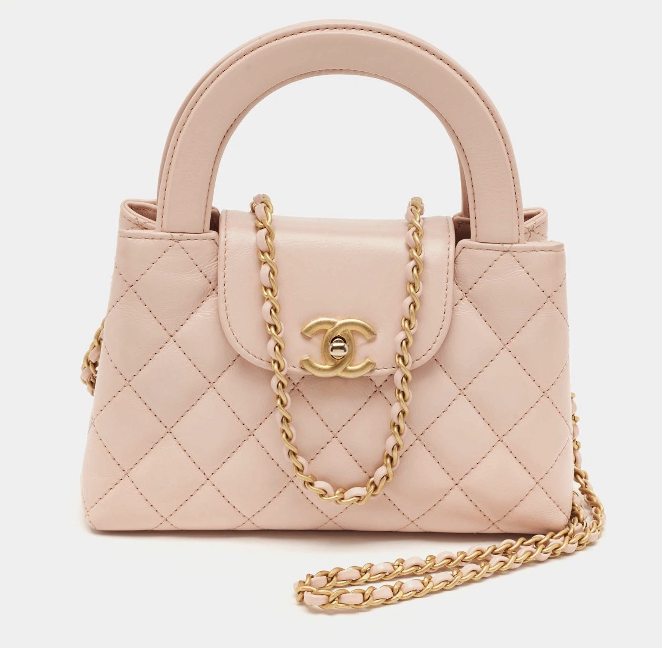 Chanel Kelly Nano Pink Quilted Leather Shopper Bag