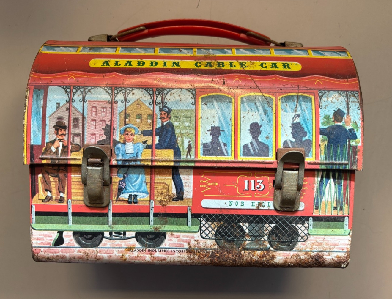 Vintage 1962 Aladdin Cable Car Dome Metal Lunch Box San Francisco No Thermos Vintage 1962 Aladdin Cable Car Dome Metal Lunch Box San Francisco No Thermos