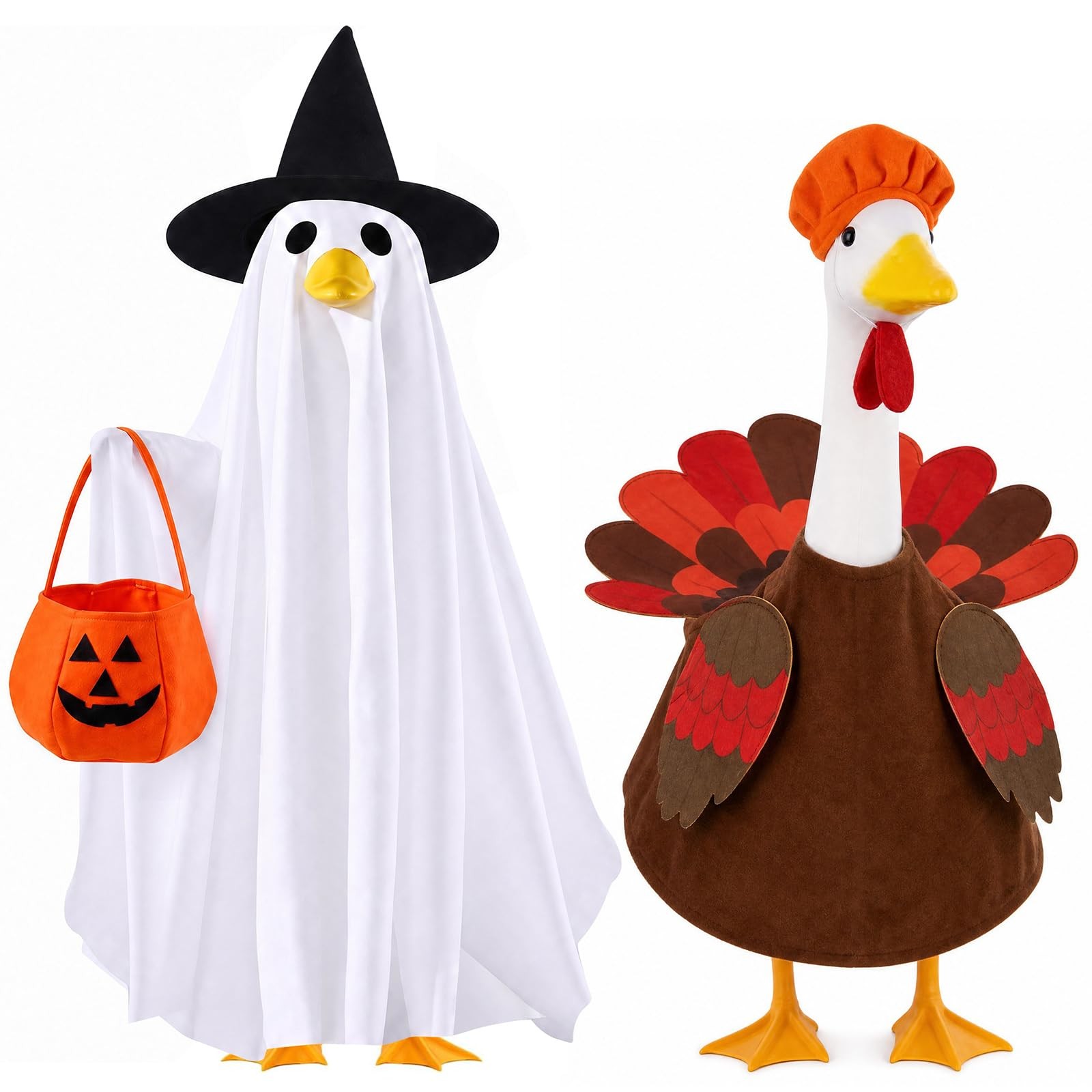 Lixintray Porch Goose Outfits 2 Set Halloween Thanksgiving for 17-23 Inch Statue