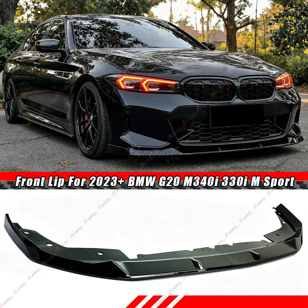 For 2023-26 BMW M340i 330i M Sport G20 LCI V Style Gloss Black Front Bumper Lip