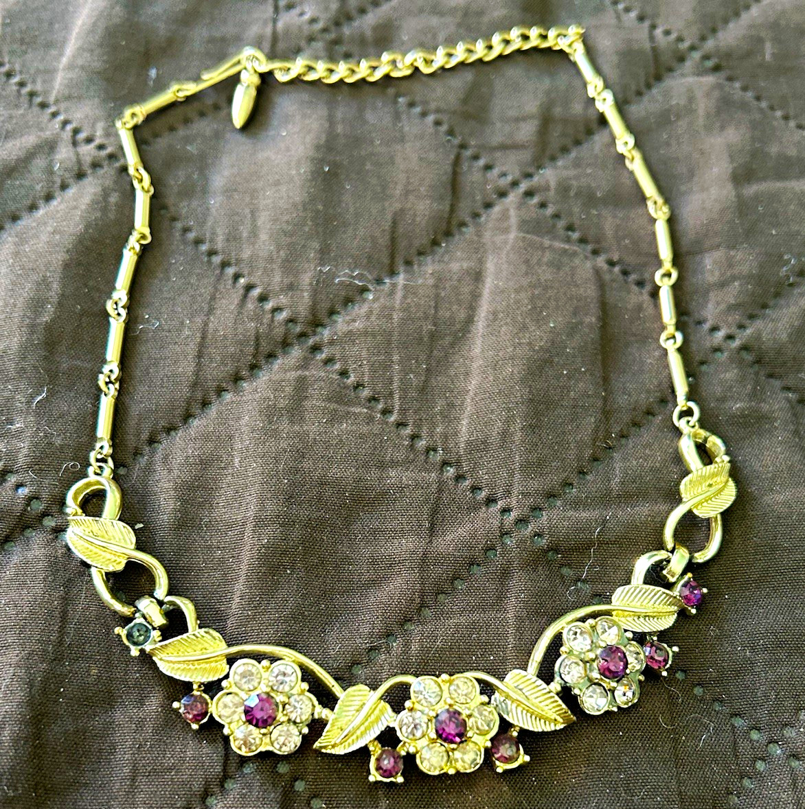 Vintage Coro Vtg rhinestone necklace signed Vintage Coro Vtg rhinestone necklace signed