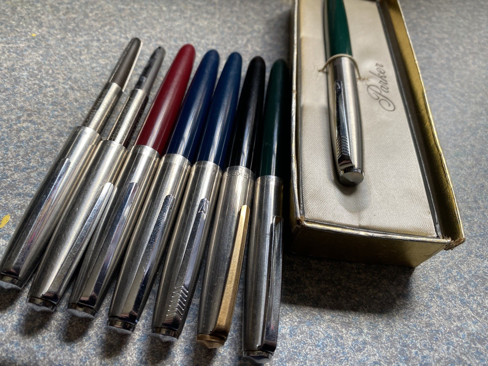 8 Used Vtg Parker 21 Fountain Pen Various Colors 2 Missing Barrel Repair Restore