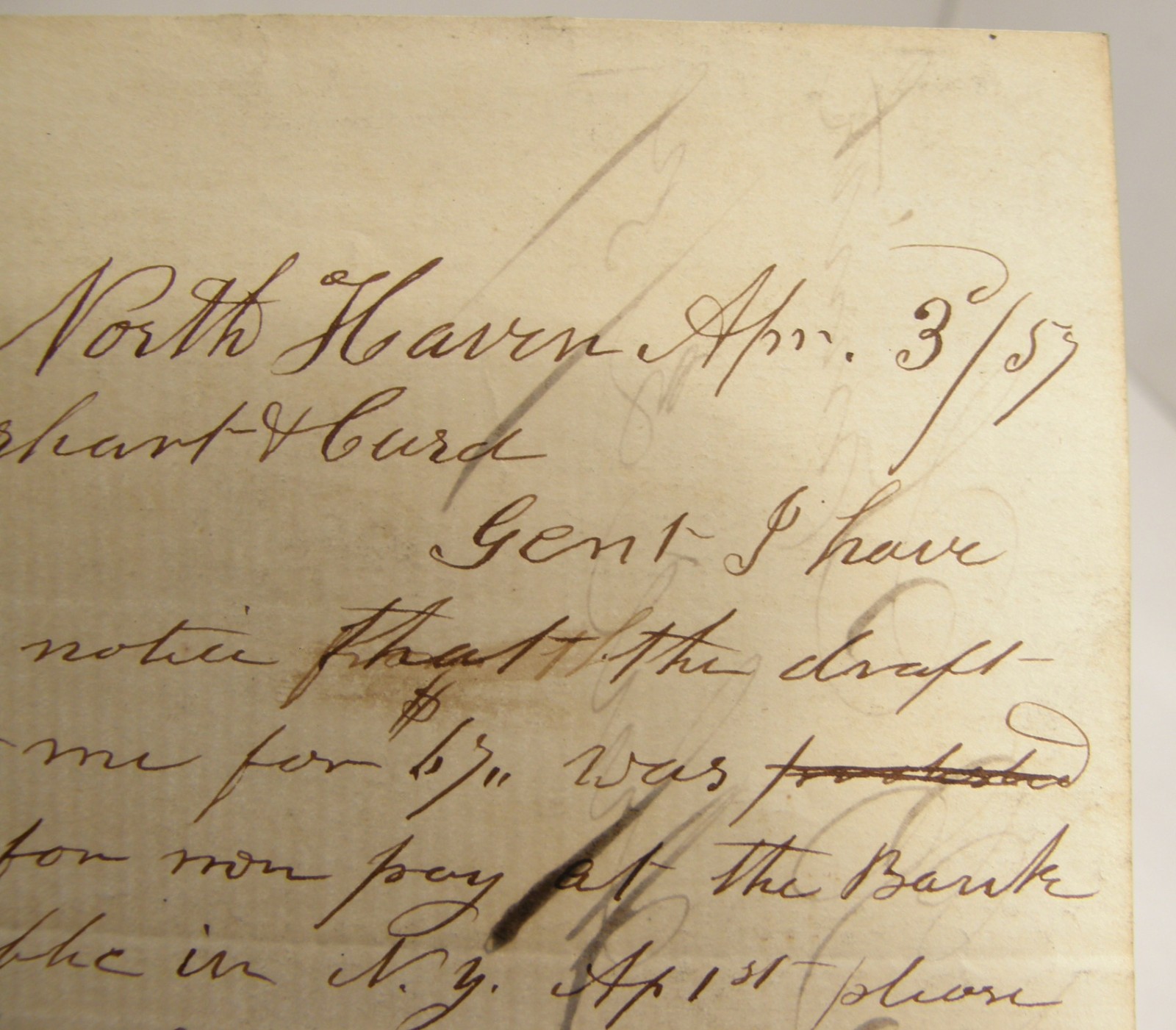 ANTIQUE 1857 LETTER JUDE BASSETT SMITH NORTH HAVEN CT NEW HAVEN COUNTY