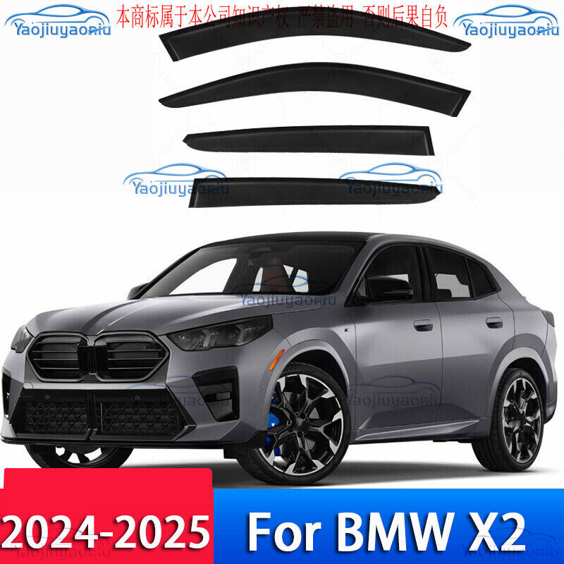 FOR BMW X2 G87 2024-2025 Black Window Visor Vent Shades Sun Rain Guard *4Pcs FOR BMW X2 G87 2024-2025 Black Window Visor Vent Shades Sun Rain Guard *4Pcs