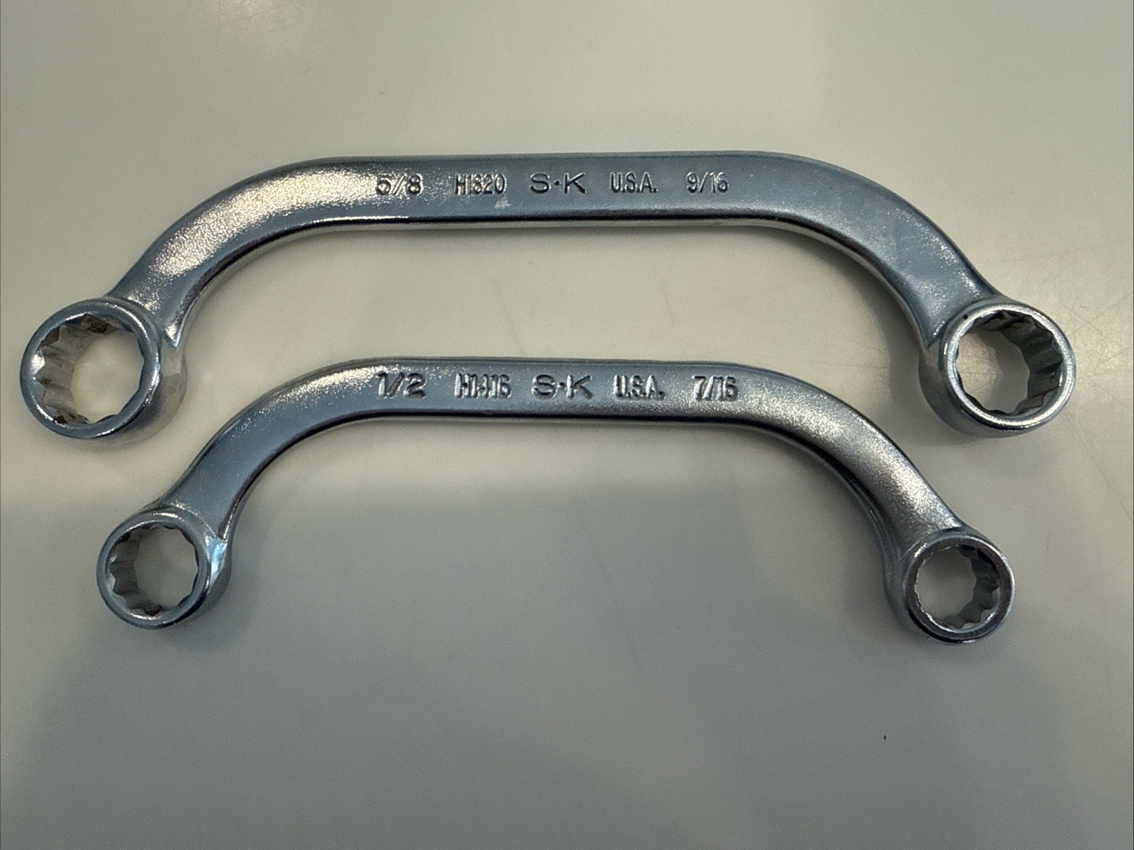Vintage S-K SK H1416 H1820 Half Moon Wrench Set USA Aircraft & Automotive 12 Pt