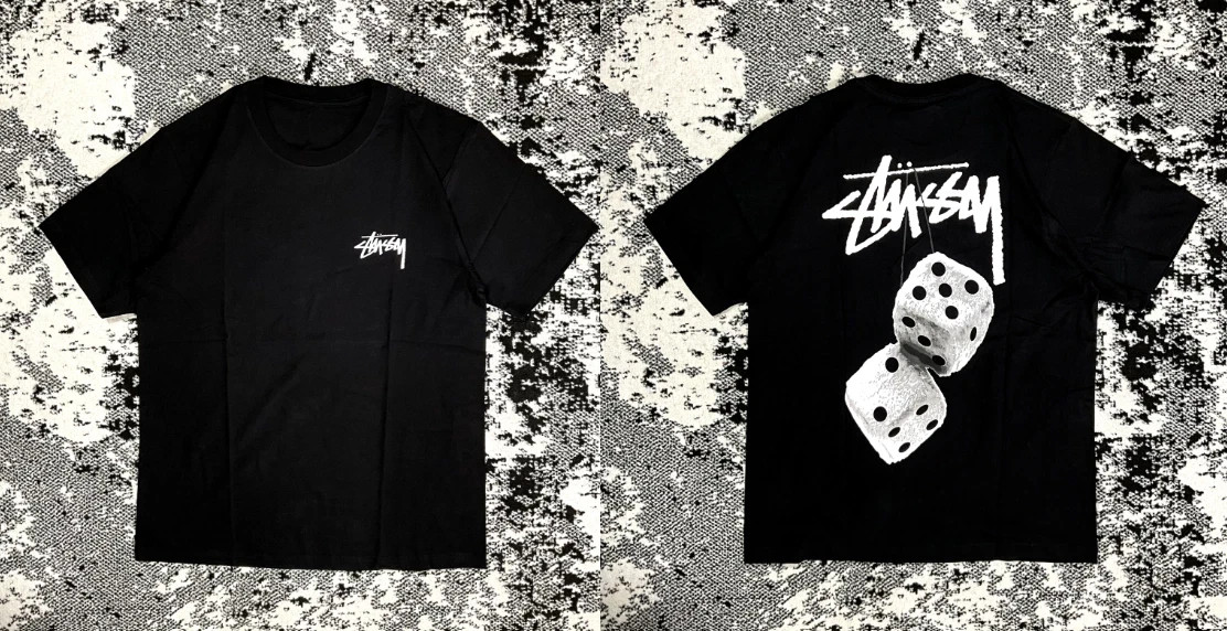 Stussy Fuzzy Dice Black Tee1 Stussy Fuzzy Dice Black Tee1