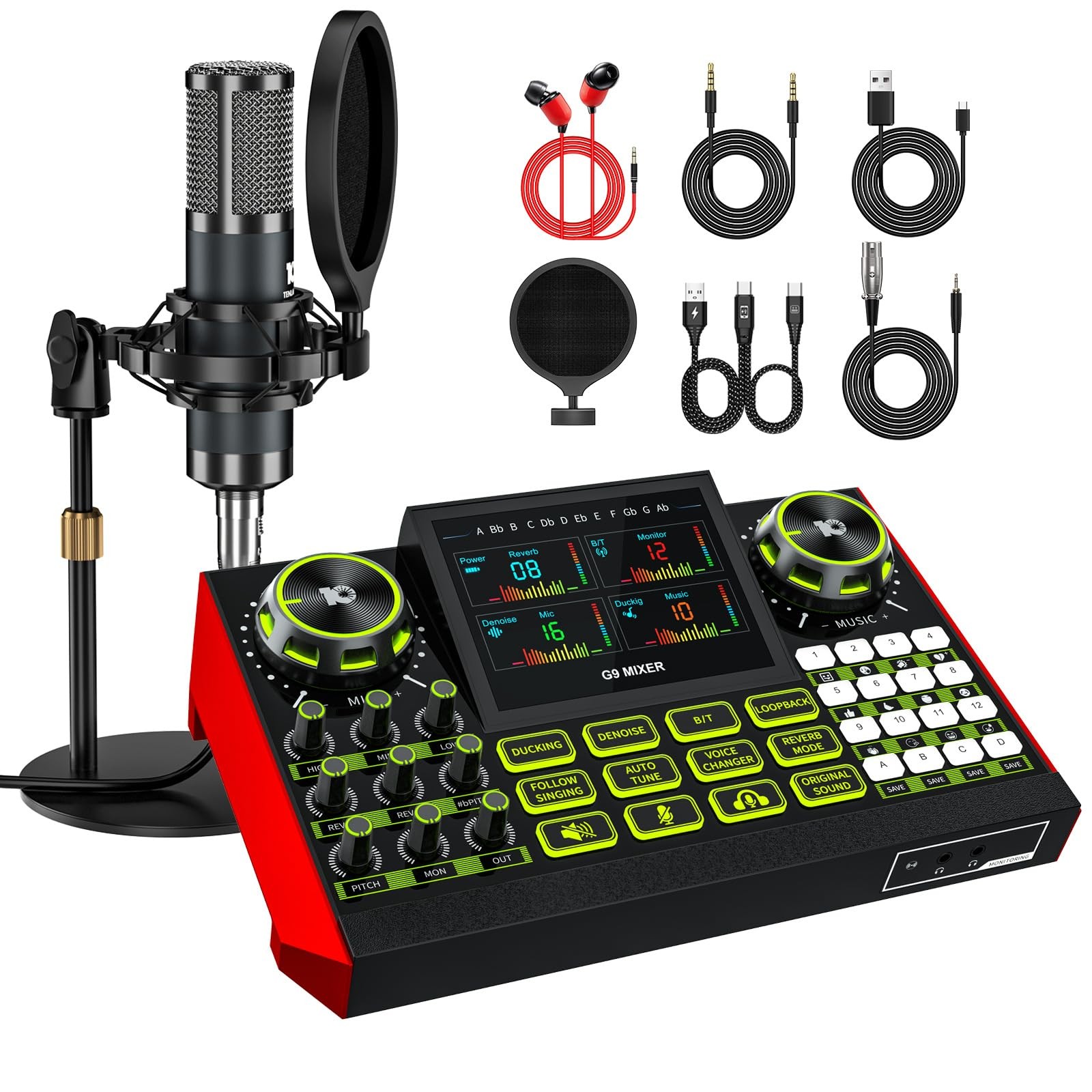 TENLAMP G9 Audio Mixer Bundle with Microphone Dark Blue Mic+G9 mixer
