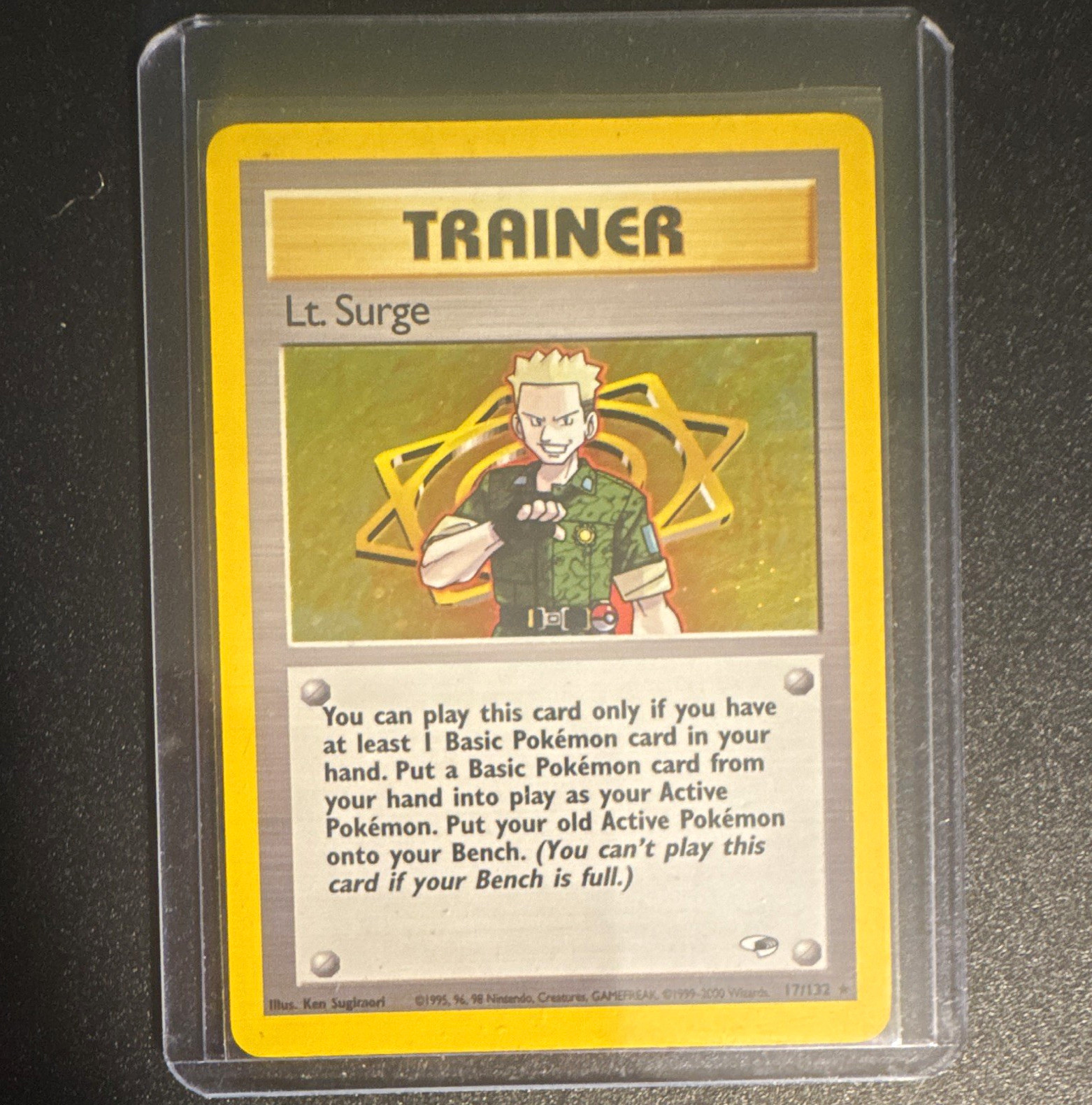 WOTC Pokémon TCG Lt. Surge 17/132 Gym Heroes 2000 Rare 1st Edition Regular