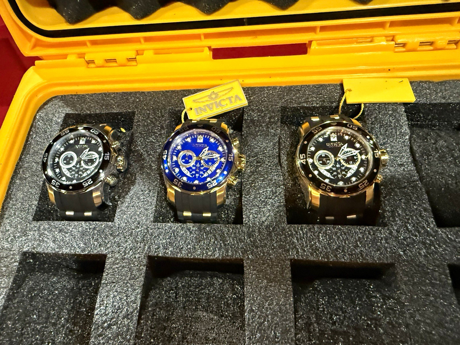 Invicta Pro Diver SCUBA Chronograph 48mm Watch Lot 6977 6981 6983 w/ Case