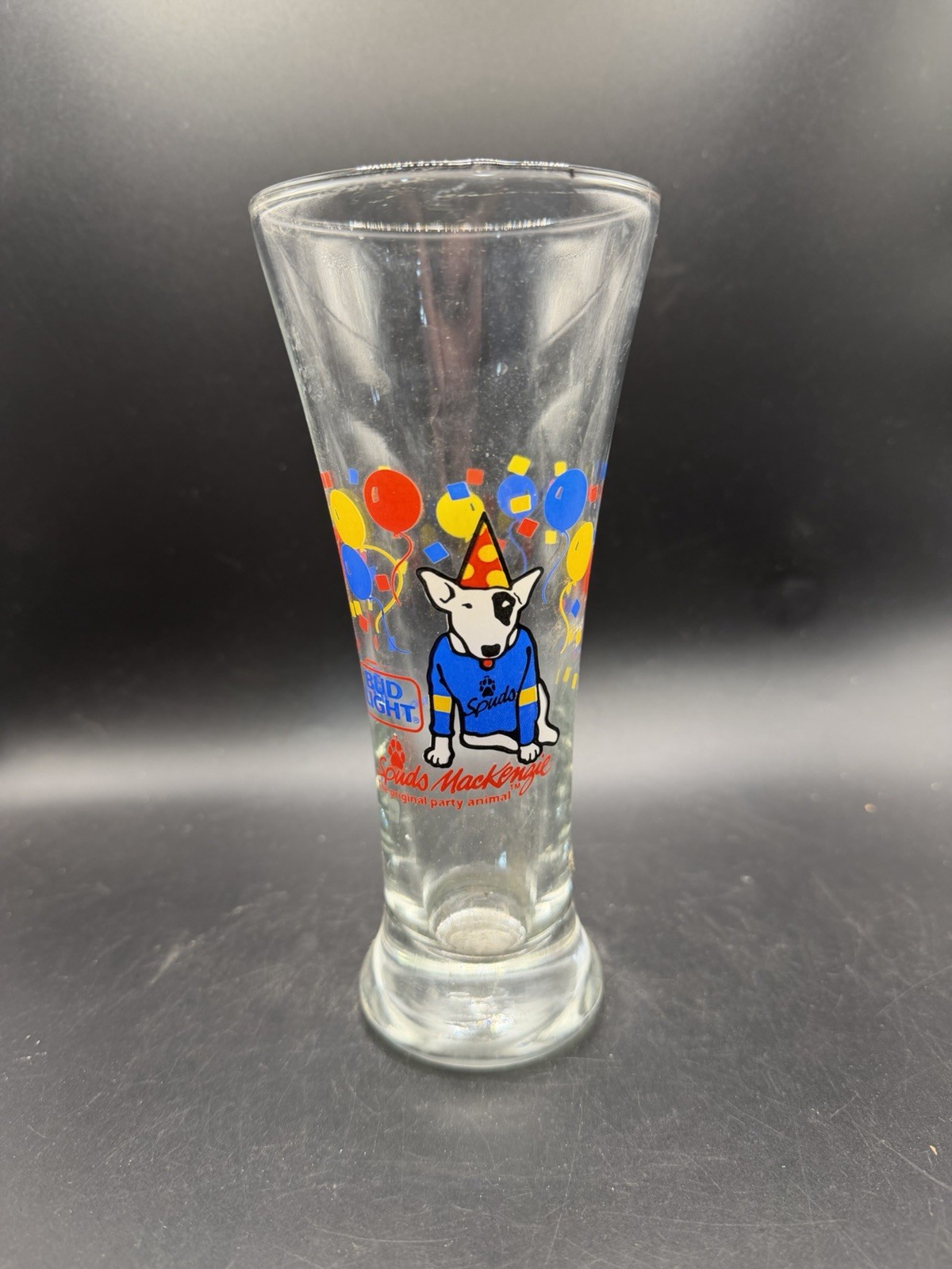 Spuds Mackenzie Bud Light 1987 The Original Party Animal Pilsner Glass 7.5\