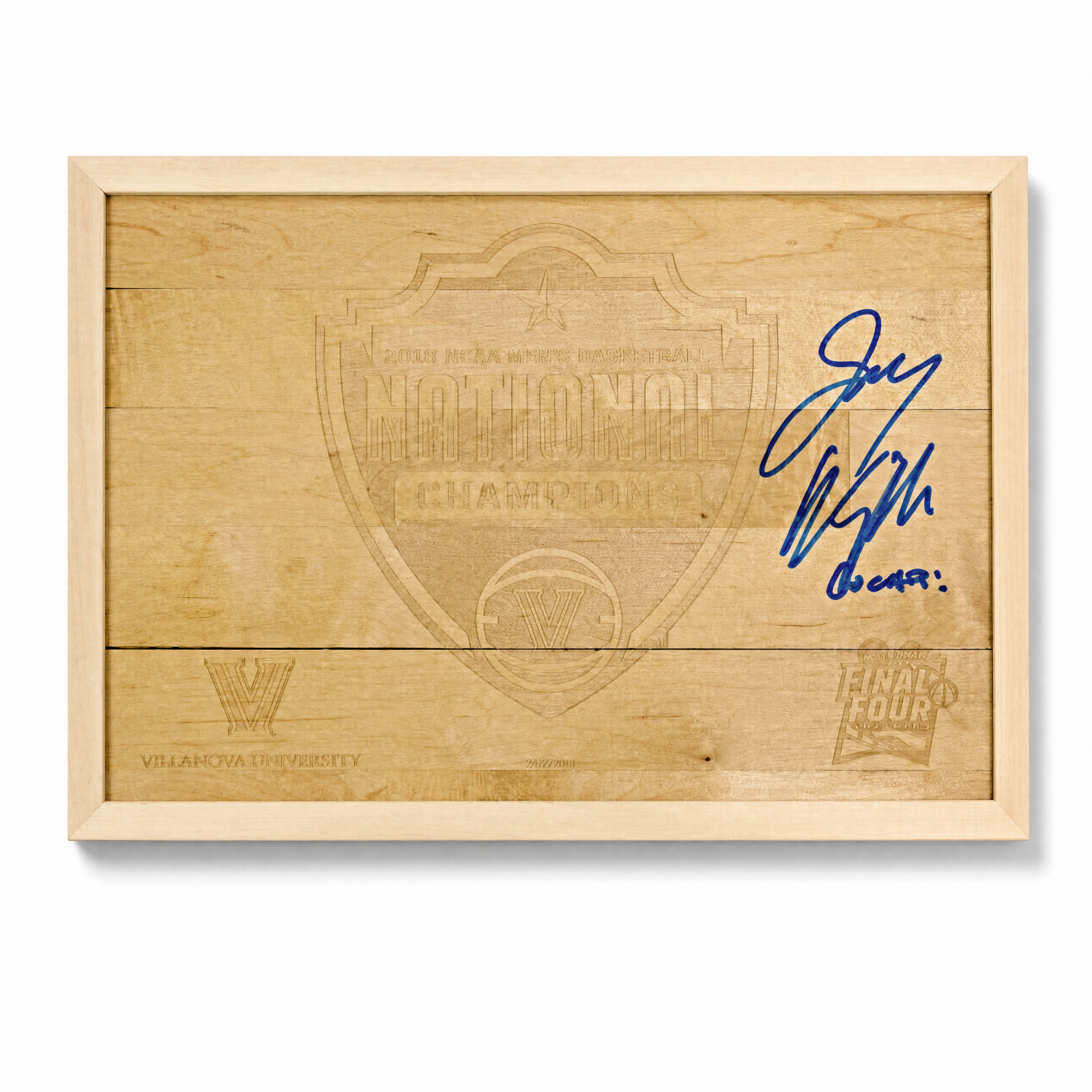 Villanova 2018 Final Four Court Piece Autographed by Jay Wright 12x15\