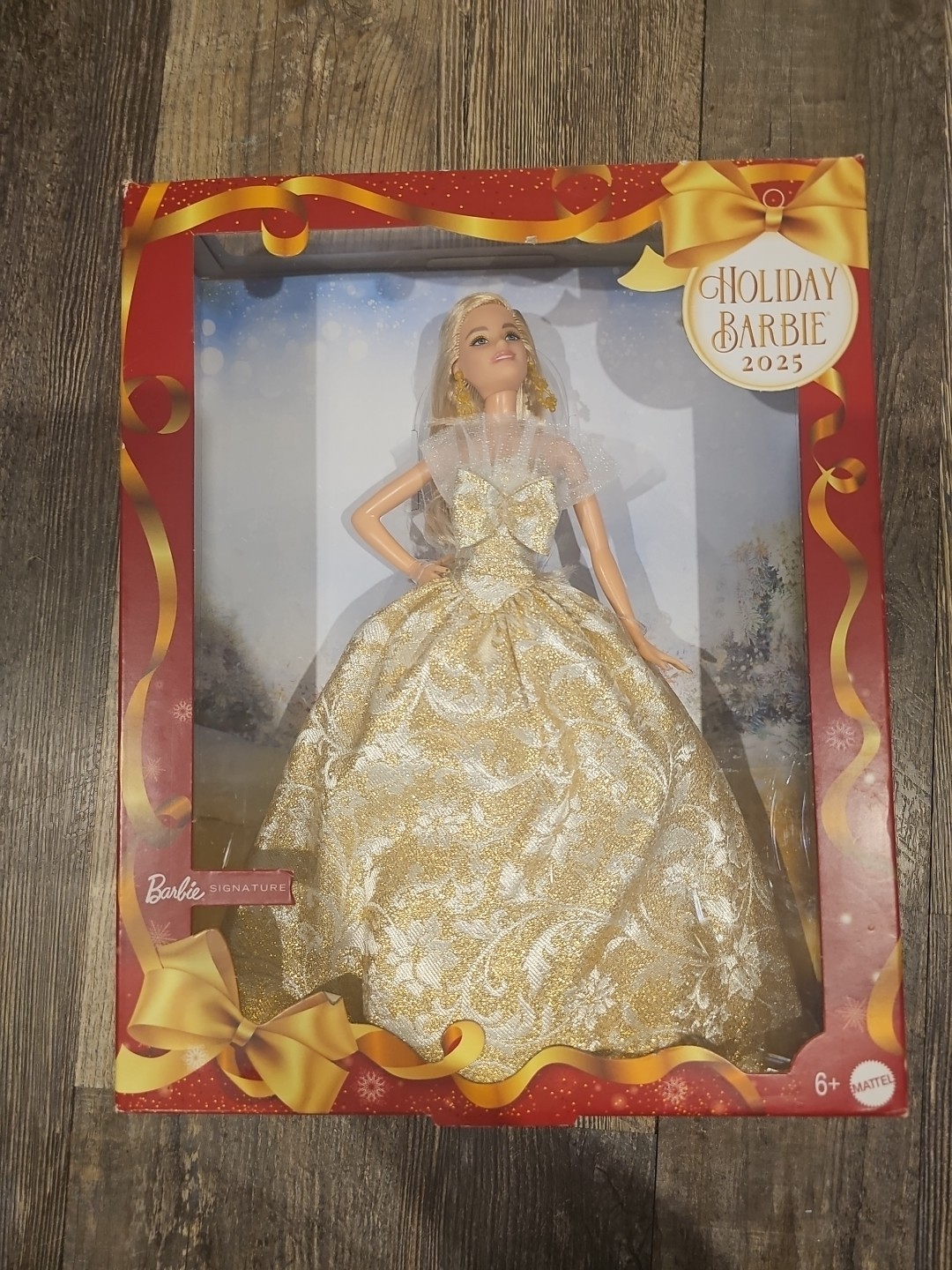 Barbie JBJ00 Holiday Barbie Doll 2025 Blonde Mattel Gold Gown Brand New