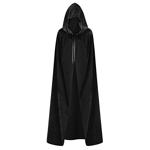 Unisex 59-Inch Velvet Cape with Hood for Spooky Halloween Events - Lightweight