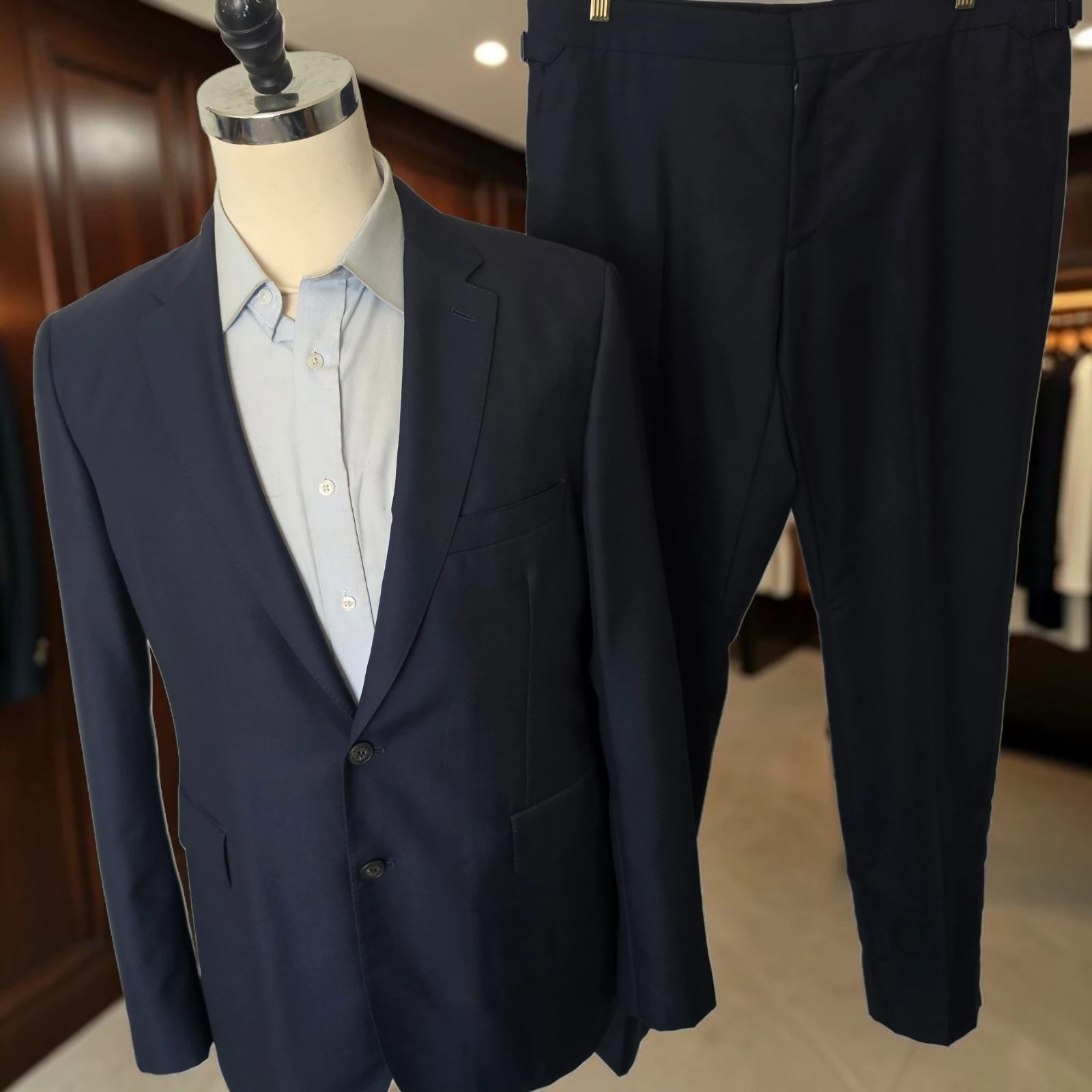 Burberry Suit 54r Italy 36x33 Side Tabs Wool Mohair Silk Soho Made In Italy