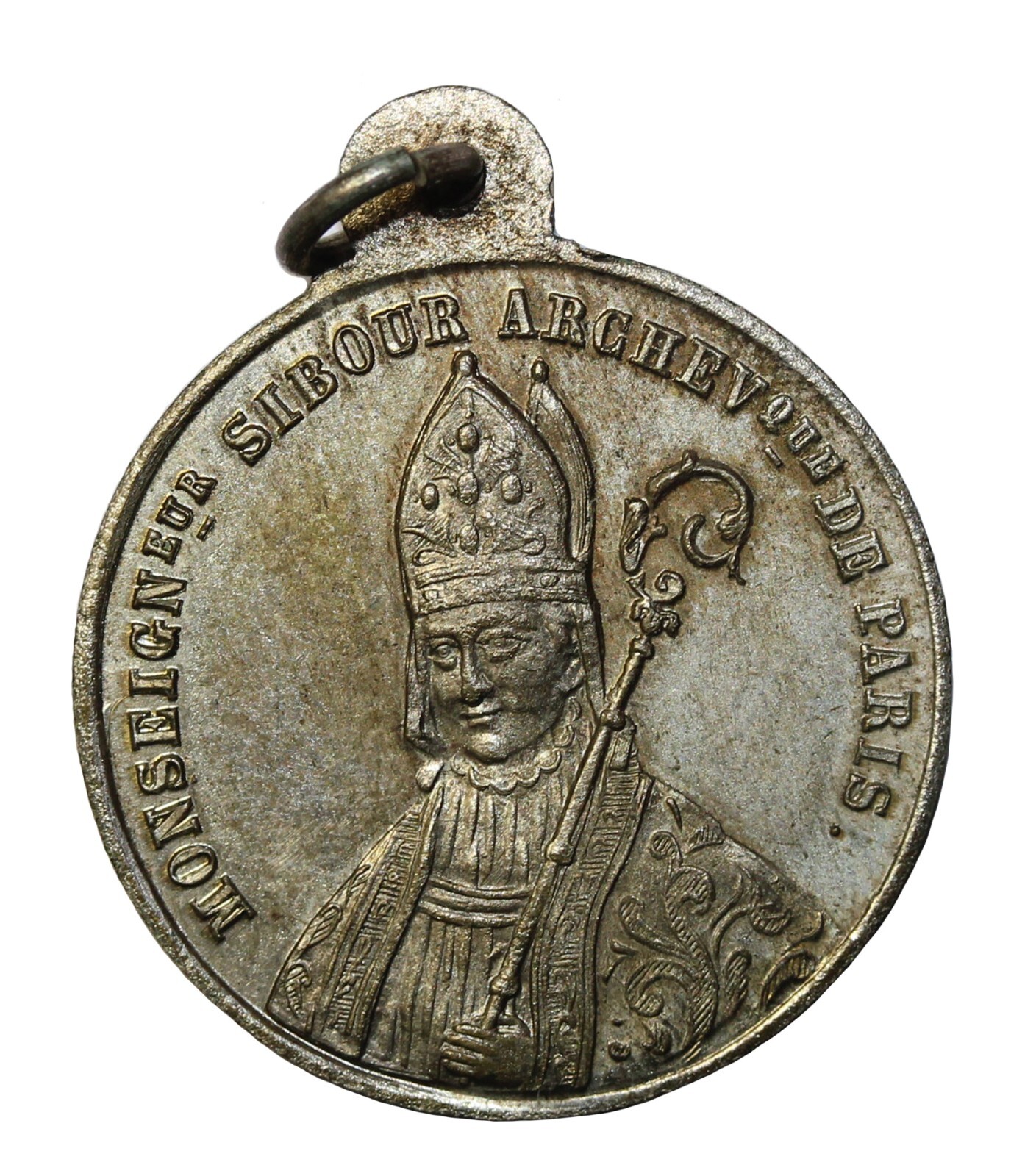 1857 France Monsignor Sibour Death Medal Jeton White Metal