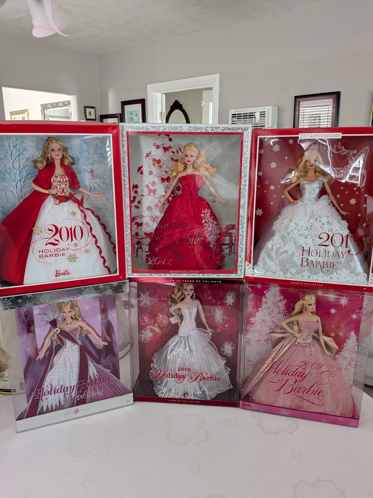 Bundle of 6 Holiday Barbies 2005,2008,2009,2010,2012,2013. Mint Condition.
