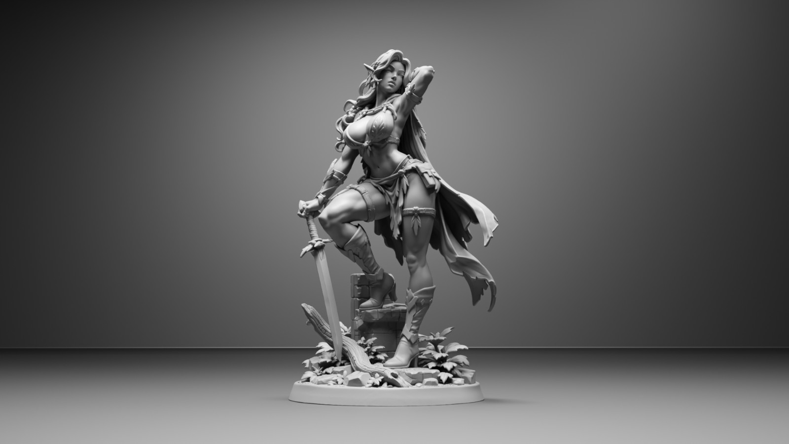 Fantasy Female Elf Warrior Pinup Figure Miniature d&d Tabletop RPGs 32mm Fantasy Female Elf Warrior Pinup Figure Miniature d&d Tabletop RPGs 32mm
