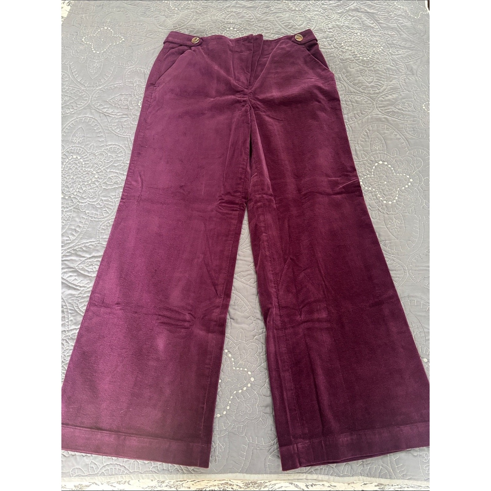 Talbots Wide-Leg Corduroy Pants in Plum - NWT