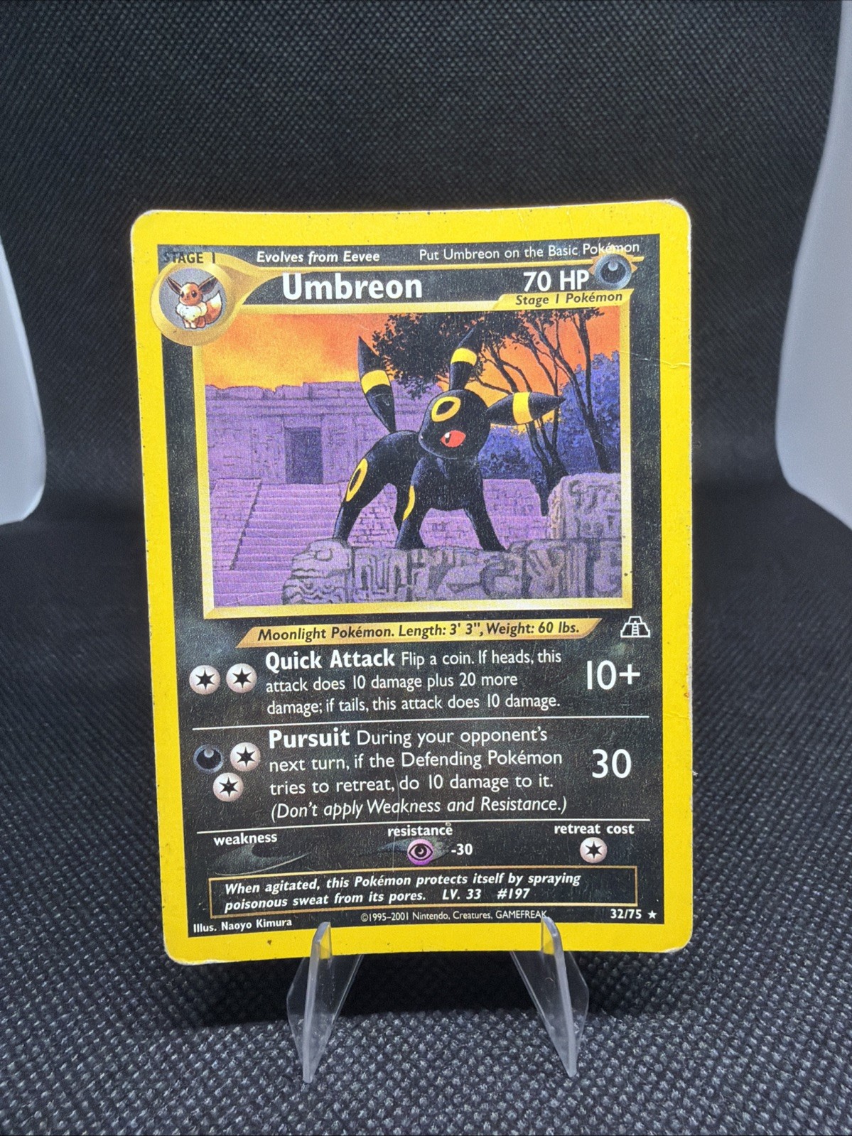 Umbreon Pokemon TCG 32/75 Neo Discovery Regular Rare Unlimited 2001 HP/Damaged