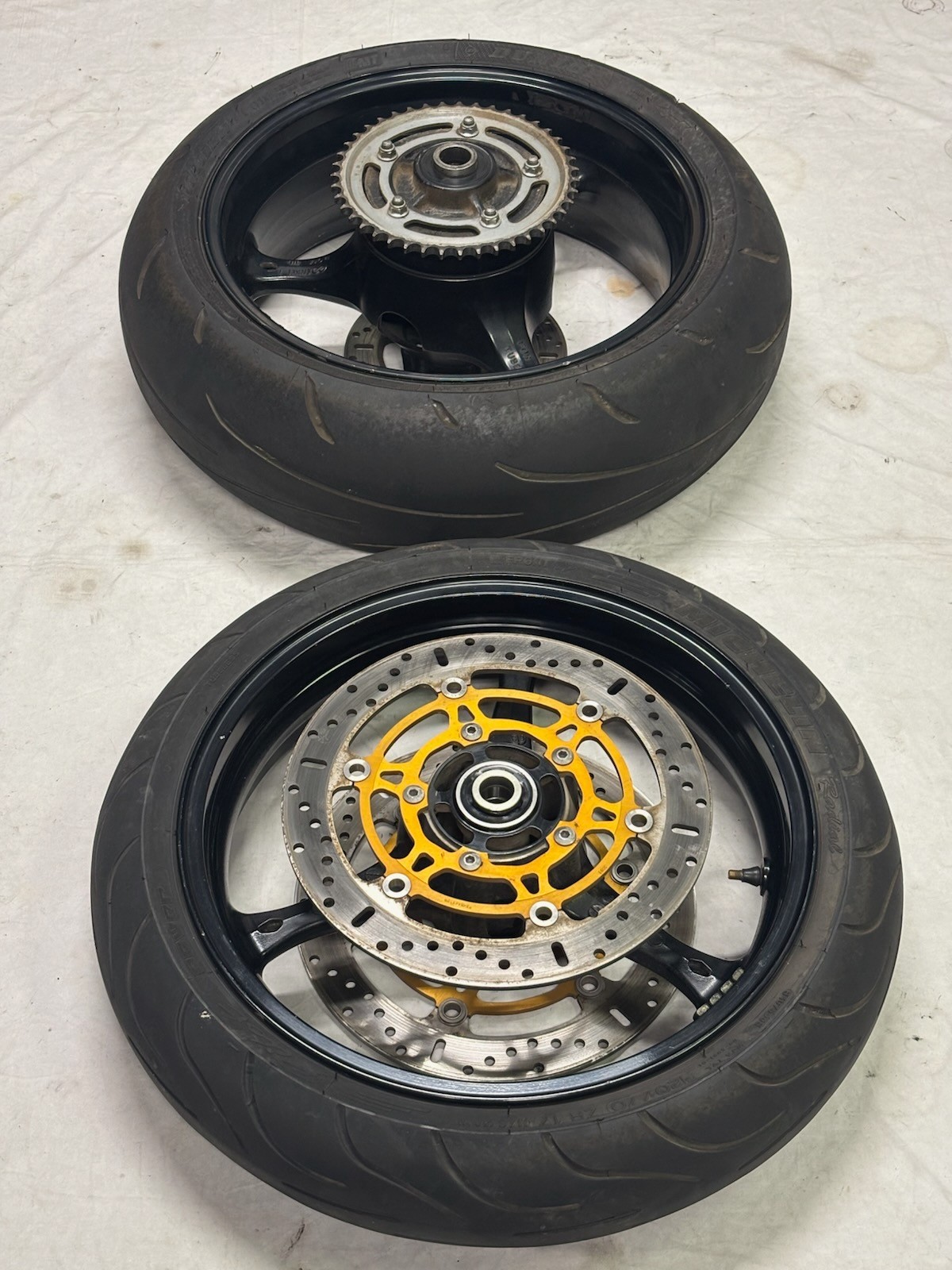 2007 05-08 SUZUKI GSXR1000 COMPLETE FRONT REAR BACK WHEEL RIM Straight *NICE OEM