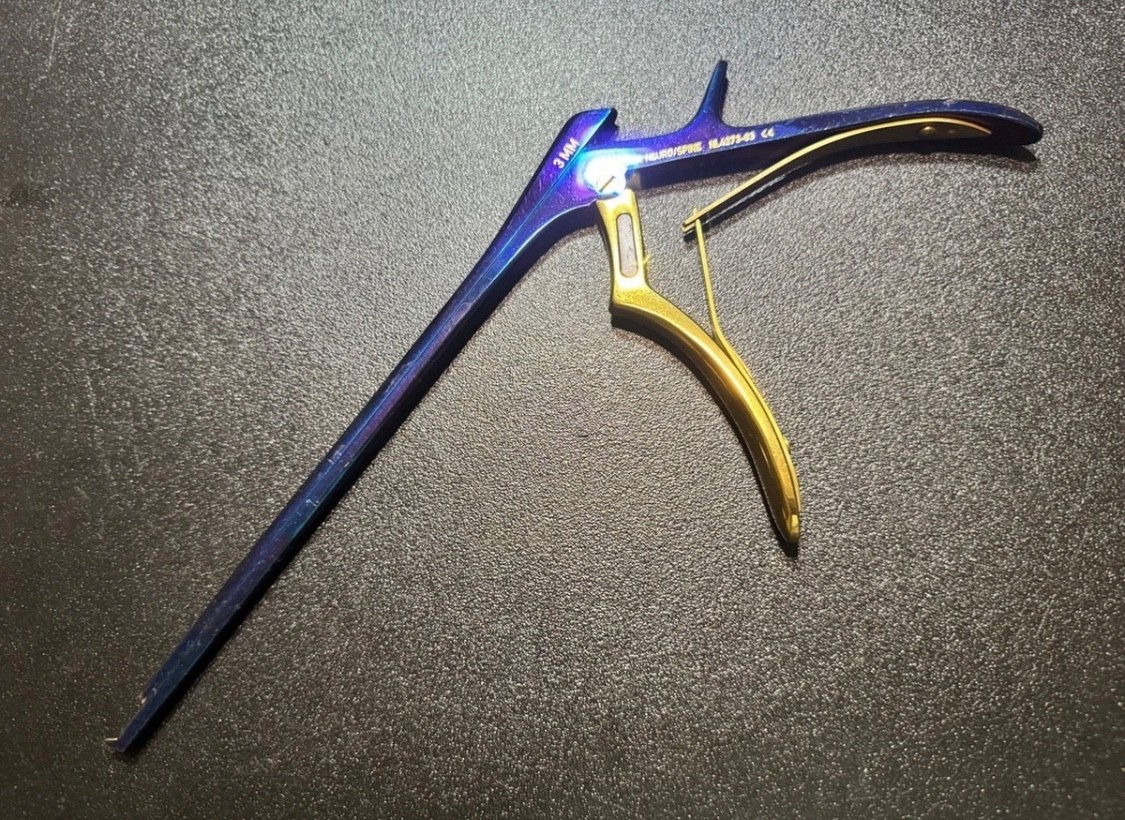 V. Mueller NL4273-83 Chroma-Line Blue Kerrison A+ Rongeur, 40°, 3mm, 8