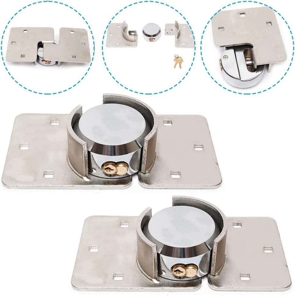 2pcs Garage Shed Door Lock Keyed Alike Hidden Shackle solid steel Hasp