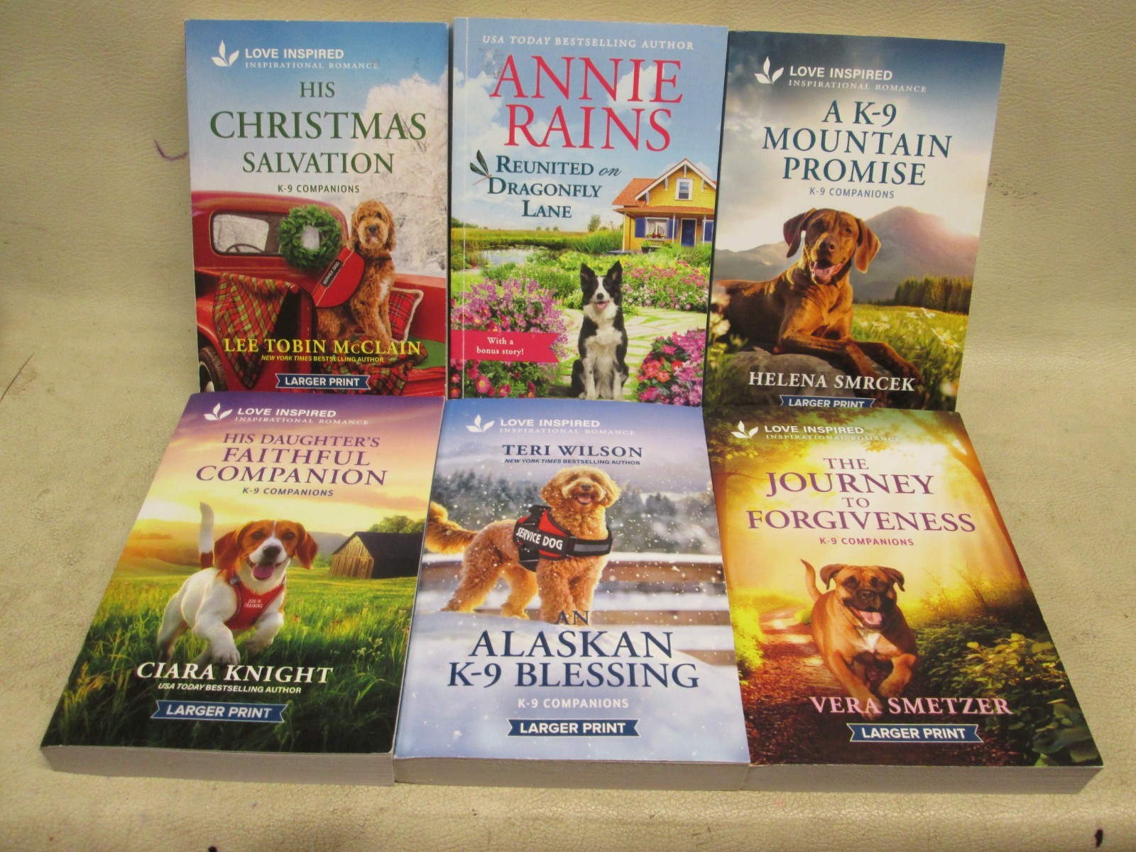 *Love Inspired Suspense Harlequin Lot of 6PBs LARGE PRINT K-9 Books.*