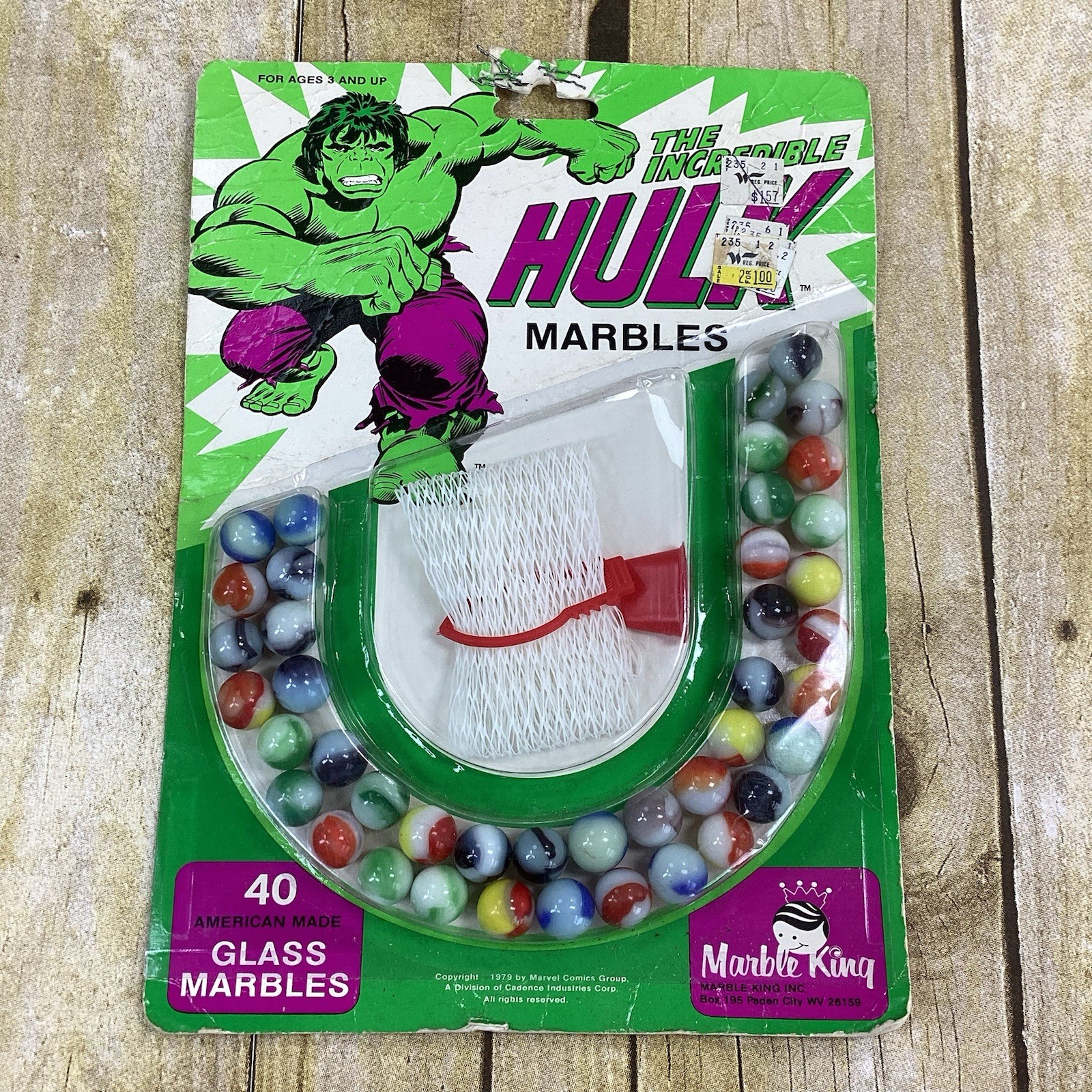 1979 Vintage Marble King Incredible Hulk Pack Sealed NOS 40 Glass Marbles Glow
