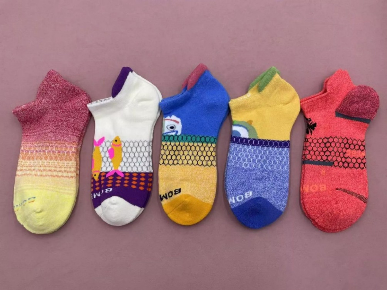 5 pairs/Set Bombas Women\'s Solid Honeycomb Ankle socks - Size Medium 8-10.5