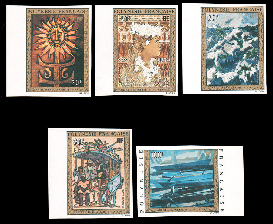[OOS] French Polynesia 1973 POLYNESIAN PAINTINGS IMPERF SET MNH #C100-C104