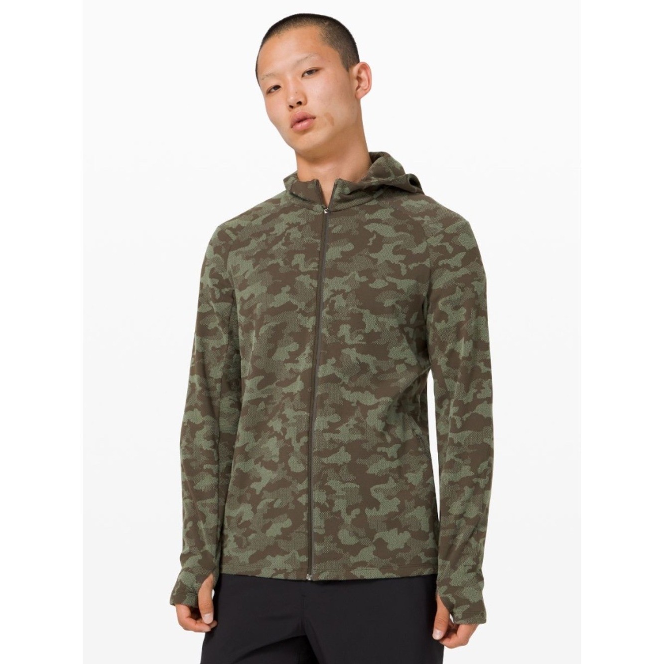 LULULEMON Surge Warm Full Zip Jacquard Camo Green Men\'s Large LULULEMON Surge Warm Full Zip Jacquard Camo Green Men\'s Large