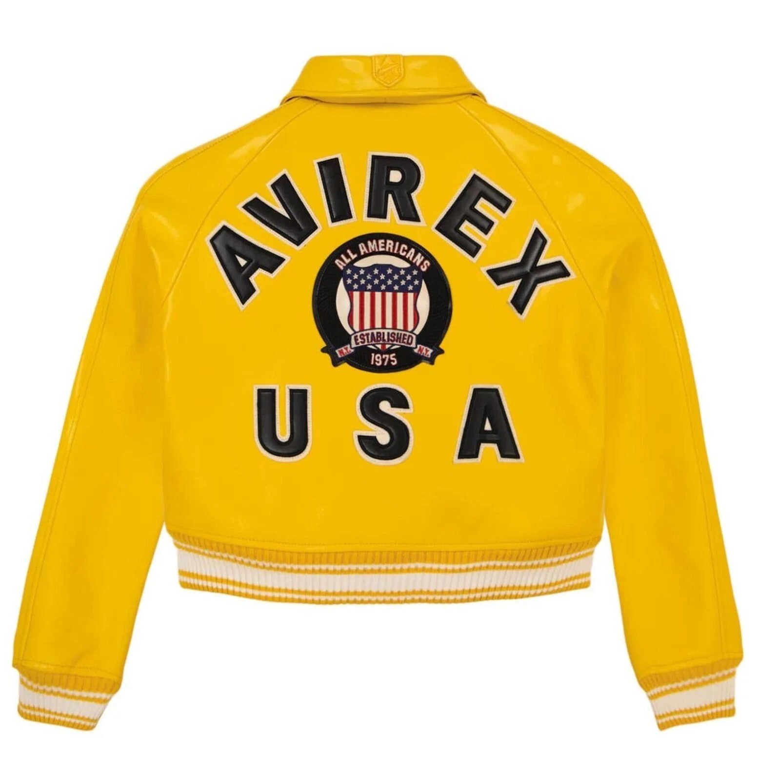 Women's  Avirex Yellow Real Bomber American Flight Jacket Faux Leather Jacket