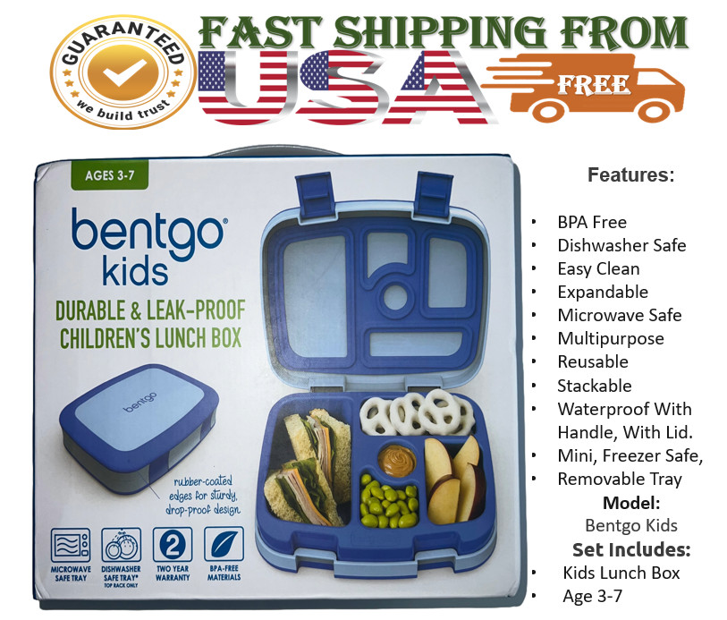 Bentgo Kids Lunch Box Leakroof  keep Lunch Fresh & Mess Free - Purple/Green/Blue