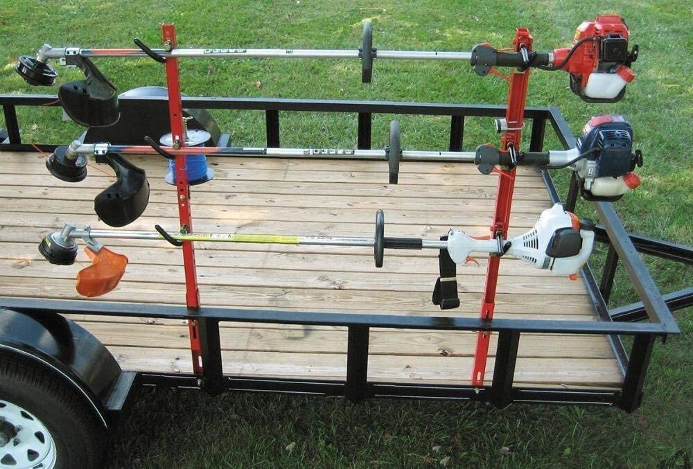 Jungle Jim’s 3TR 3-Trimmer Rack for Trailer Truck Bed - Patented Anti-Spin Lock