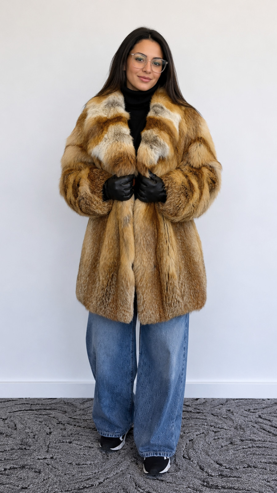 Vintage Red Fox Fur Coat: Canadian Luxury Mid-Length Size M (38/40)