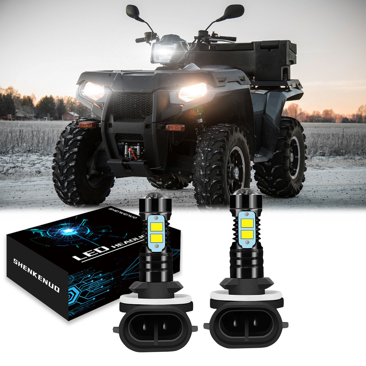 LED Bulbs For 2001-2010 Polaris Sportsman 500 600 700 800 Low Beam Headlight