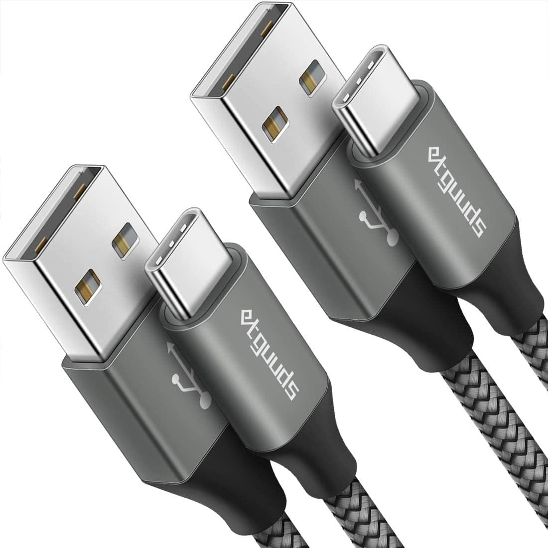 [2-Pack, 2Ft] USB C Cable 3A Fast Charge, USB a to Type C Charger Cord Braided