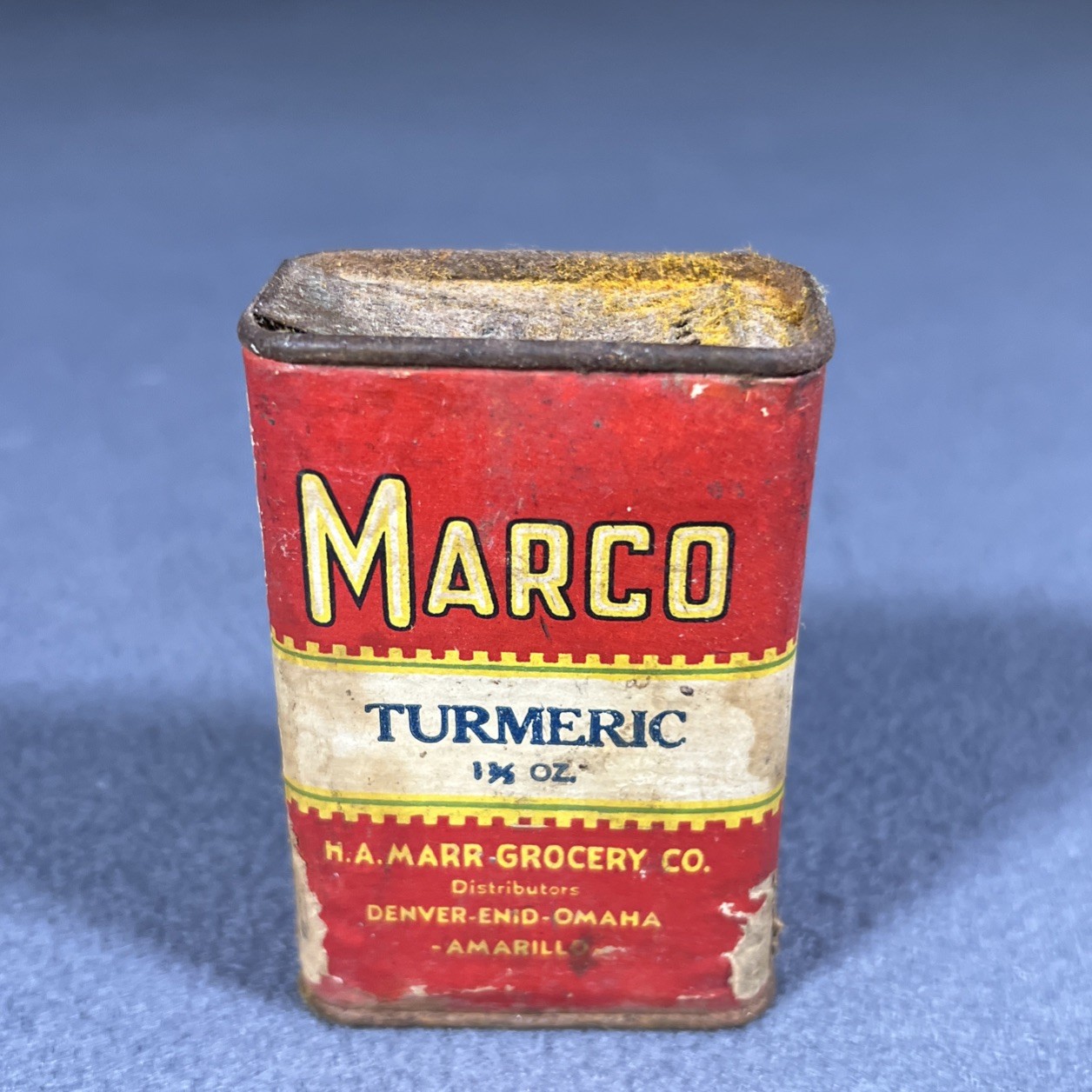 Vintage Marco Tumeric Spice Tin Carboard & Metal Ends