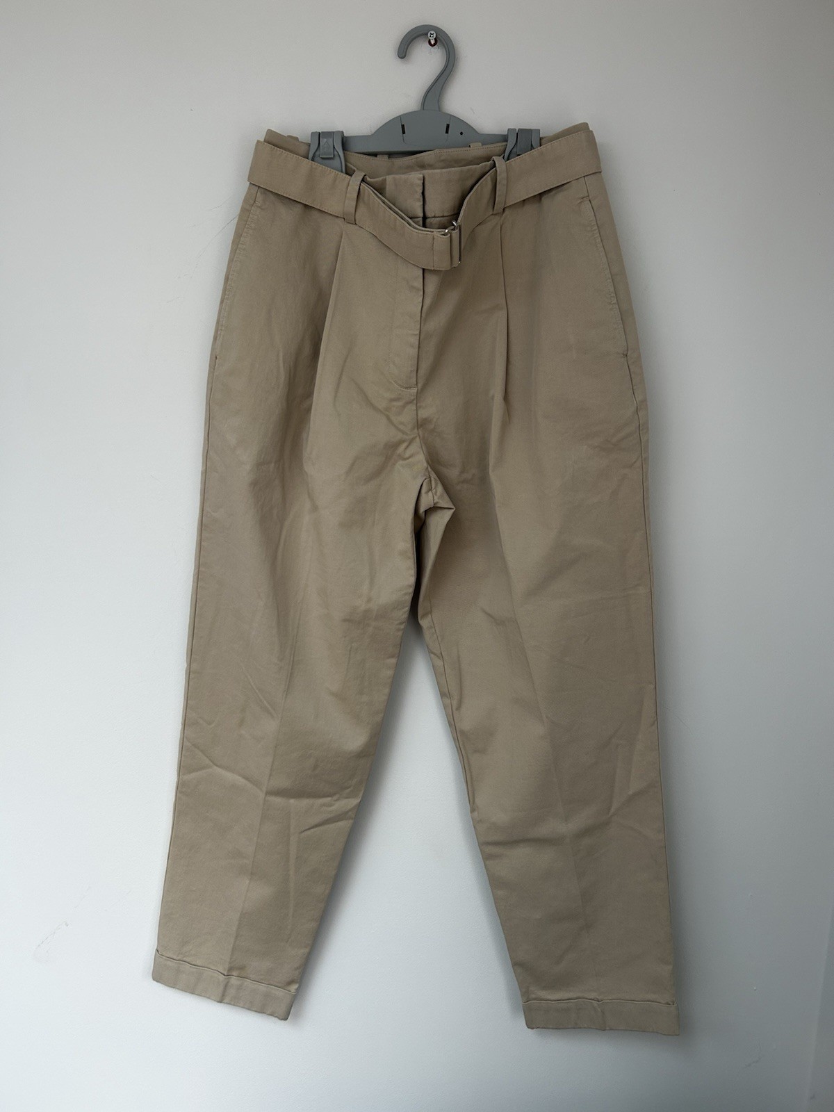 Reiss Women’s Stone Hutton Tapered Trousers Chinos Belted Size 8 Brand New