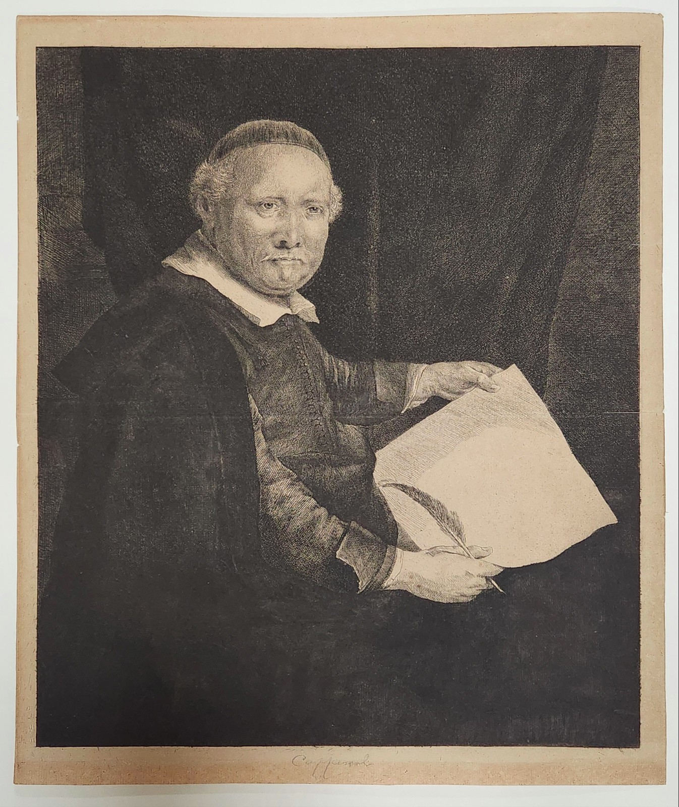 ANTIQUE MASTER Print ~ REMBRANDT\'S COPPENOL ~ Basan Paris EIGHTEENTH CENTURY