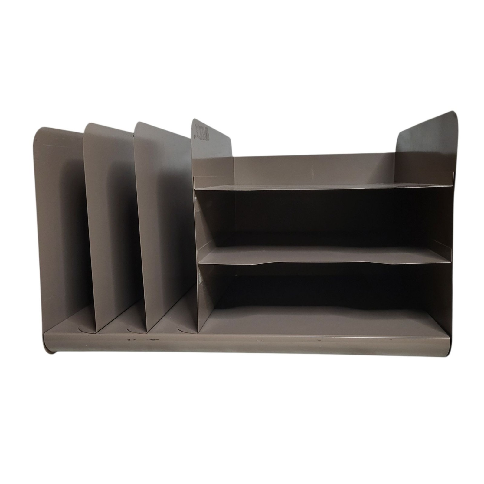 Vtg 1970s/1980s Metal Office Desk Paper Organizer Brown Industrial 15x11x9 in Vtg 1970s/1980s Metal Office Desk Paper Organizer Brown Industrial 15x11x9 in