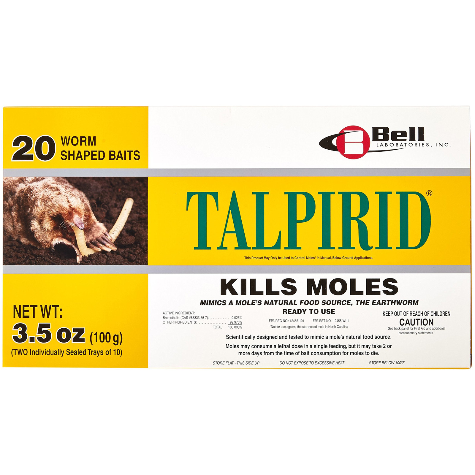 Mole Bait Worms 20 Count Underground Lawn Pest Control Bait