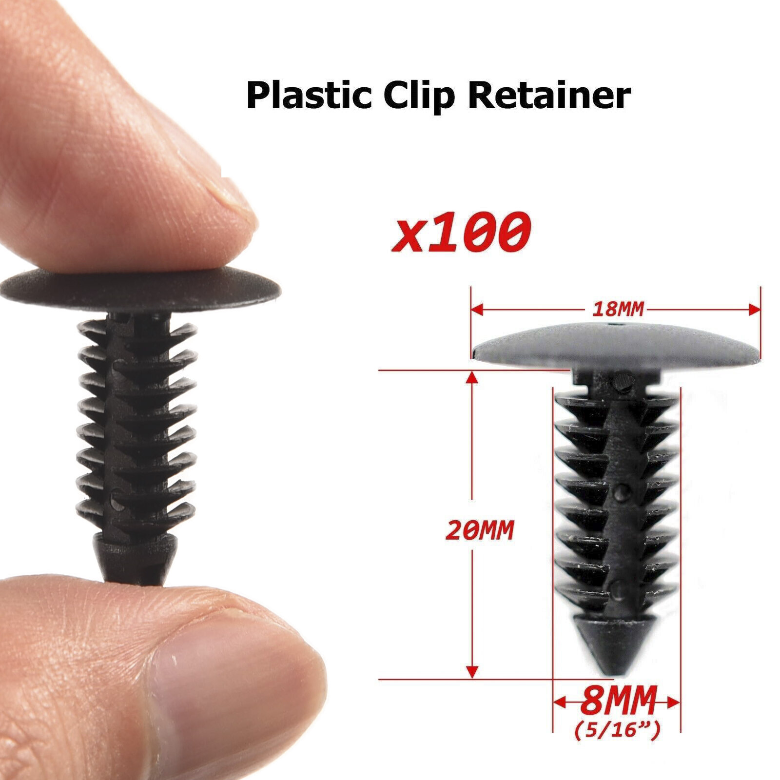 100X 8mm Bumper Clips Auto Car Hole Plastic Rivets Fastener Fender Push Pin US