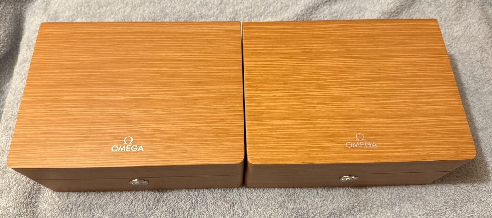 Genuine OMEGA Watch Box with Red Travel Case. Authentic Omega Case Set.