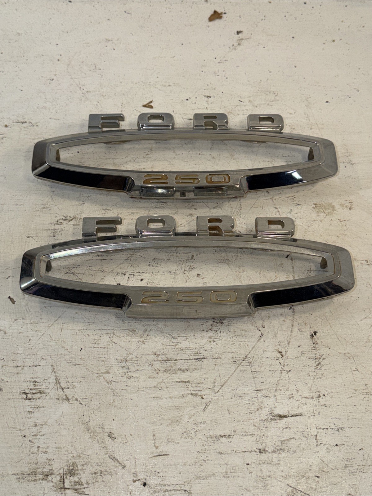 NOS OEM Vintage Ford C6TB-16720-A Fender Nameplate Emblems 1965-66 F-250 Trucks