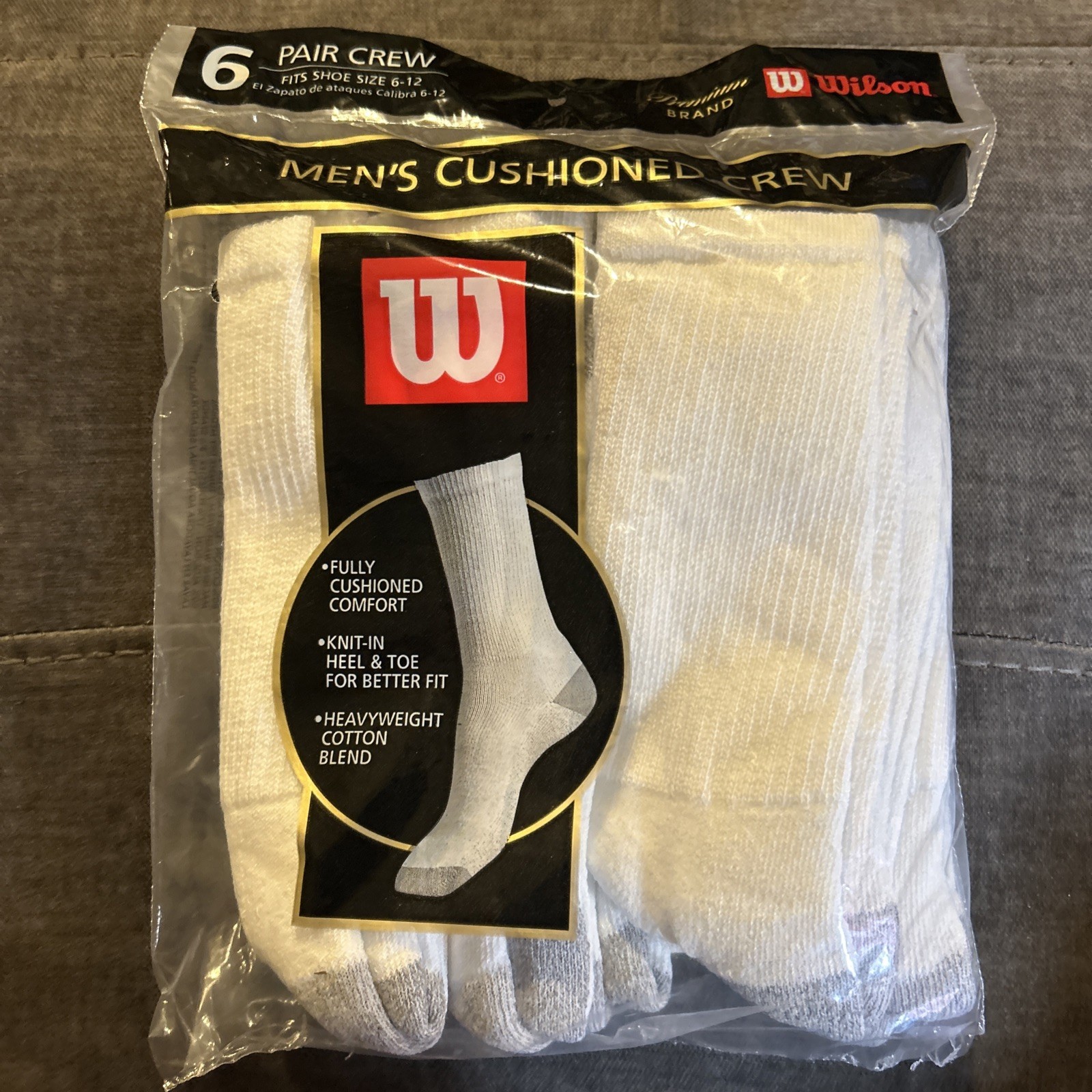 Vintage WILSON Premium Socks 6 Pairs Men’s Cushioned Crew Socks Size 6-12 USA Vintage WILSON Premium Socks 6 Pairs Men’s Cushioned Crew Socks Size 6-12 USA