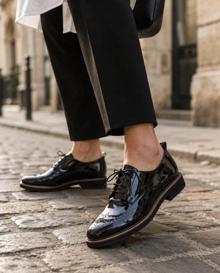 AGL Attilio Giusti Leombruni Patent Leather Derby Oxford Lug Sole Italy 38.5 New AGL Attilio Giusti Leombruni Patent Leather Derby Oxford Lug Sole Italy 38.5 New